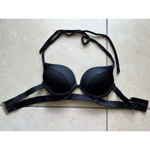 VICTORIA'S SECRET Black The Hottie Halter Banded Push-Up Bikini Top Size 32 B